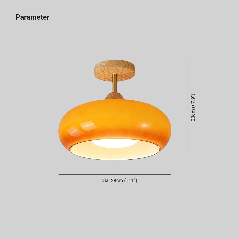 Charlotte Flush Mount Ceiling Light Glass Wood &Orange&White | ventumra