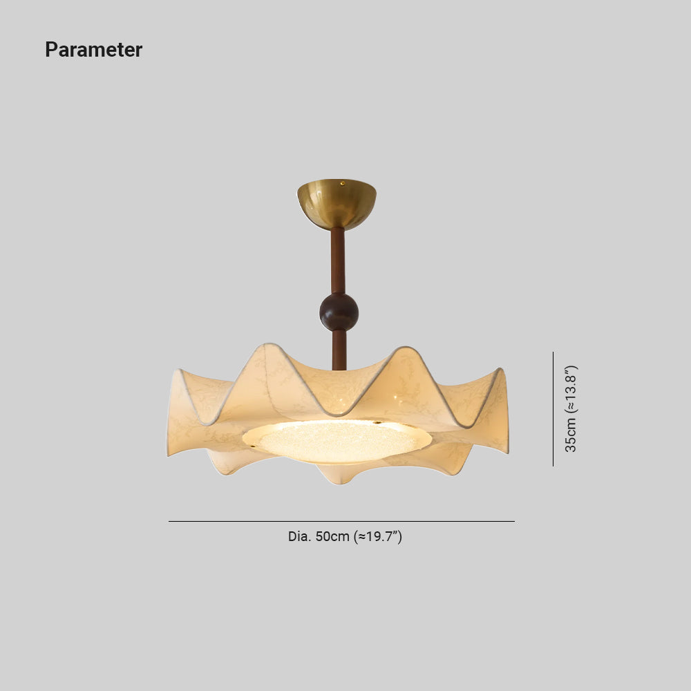 Cyrie Ceiling Light Floral-patterned etched fabric Wood | ventumra