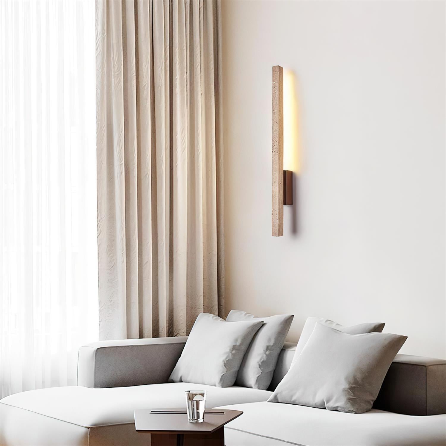 Opalyn Slim Travertine Wall Lamp | ventumra