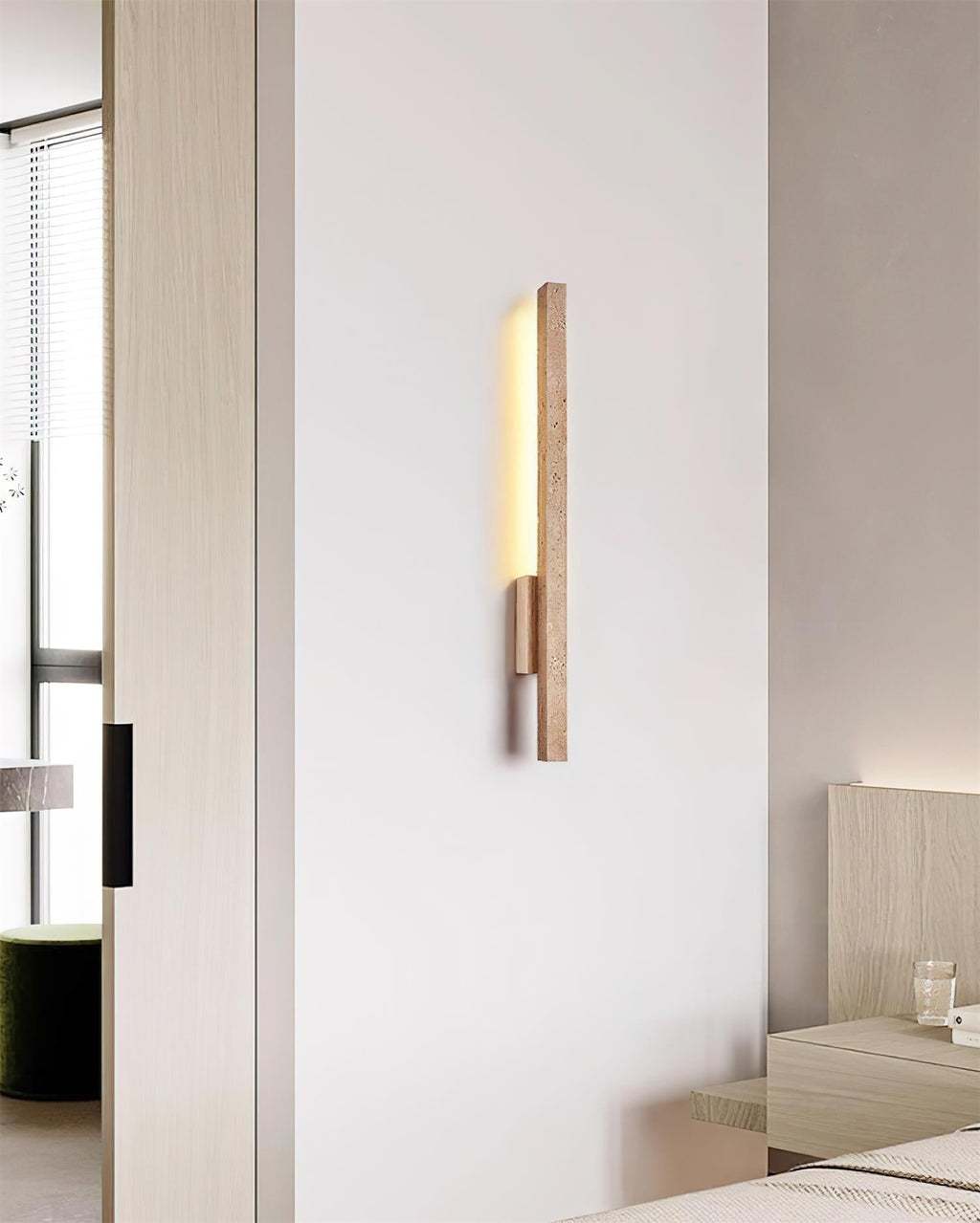 Opalyn Slim Travertine Wall Lamp | ventumra