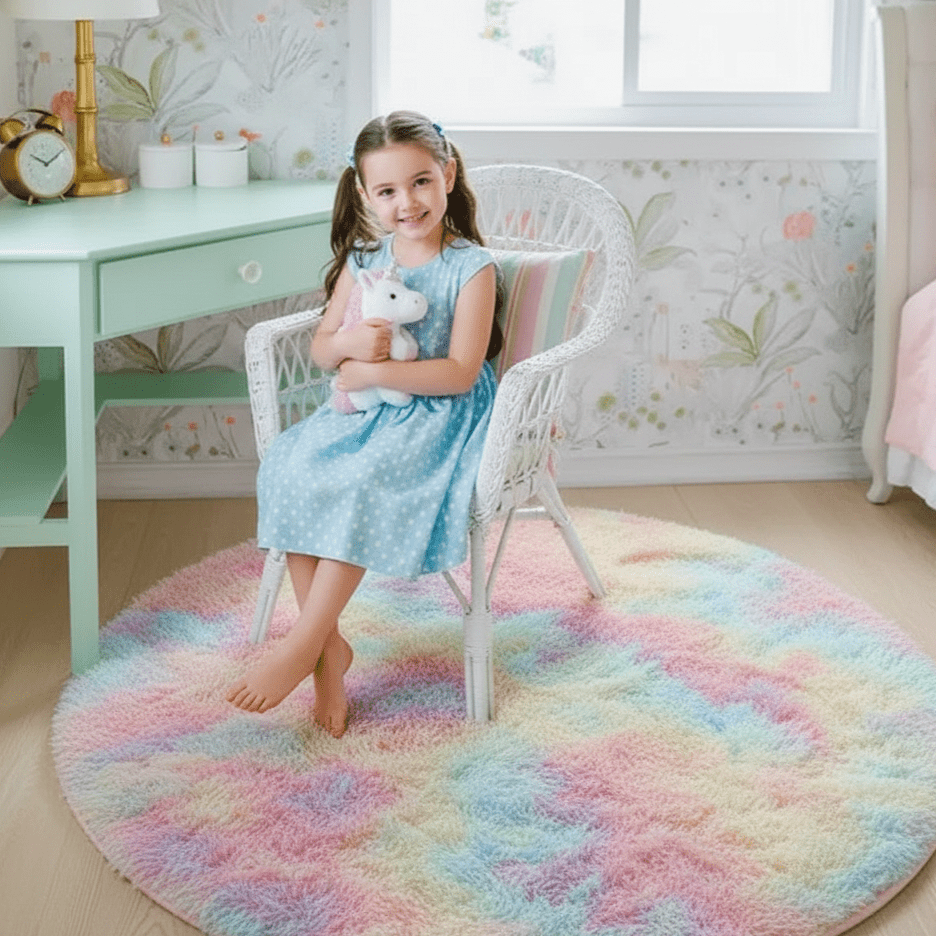 NimbusNest Ultra Plush okrągły dywan — luksusowo miękka powierzchnia z wysokim włosiem