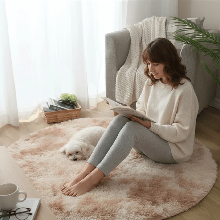 NimbusNest Ultra Plush okrągły dywan — luksusowo miękka powierzchnia z wysokim włosiem