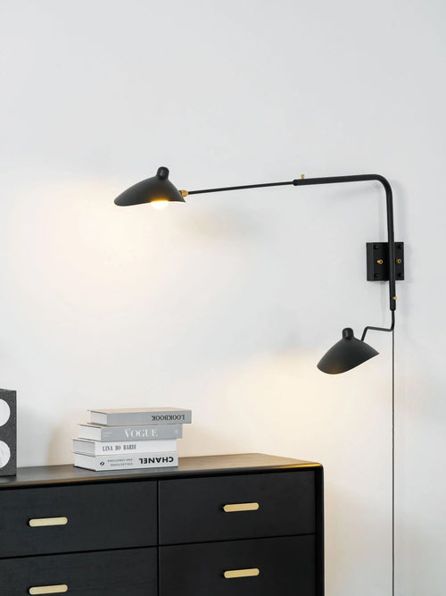 Adjustable Long Arm Metal Wall Sconce with Rotating Shade | Ventumra