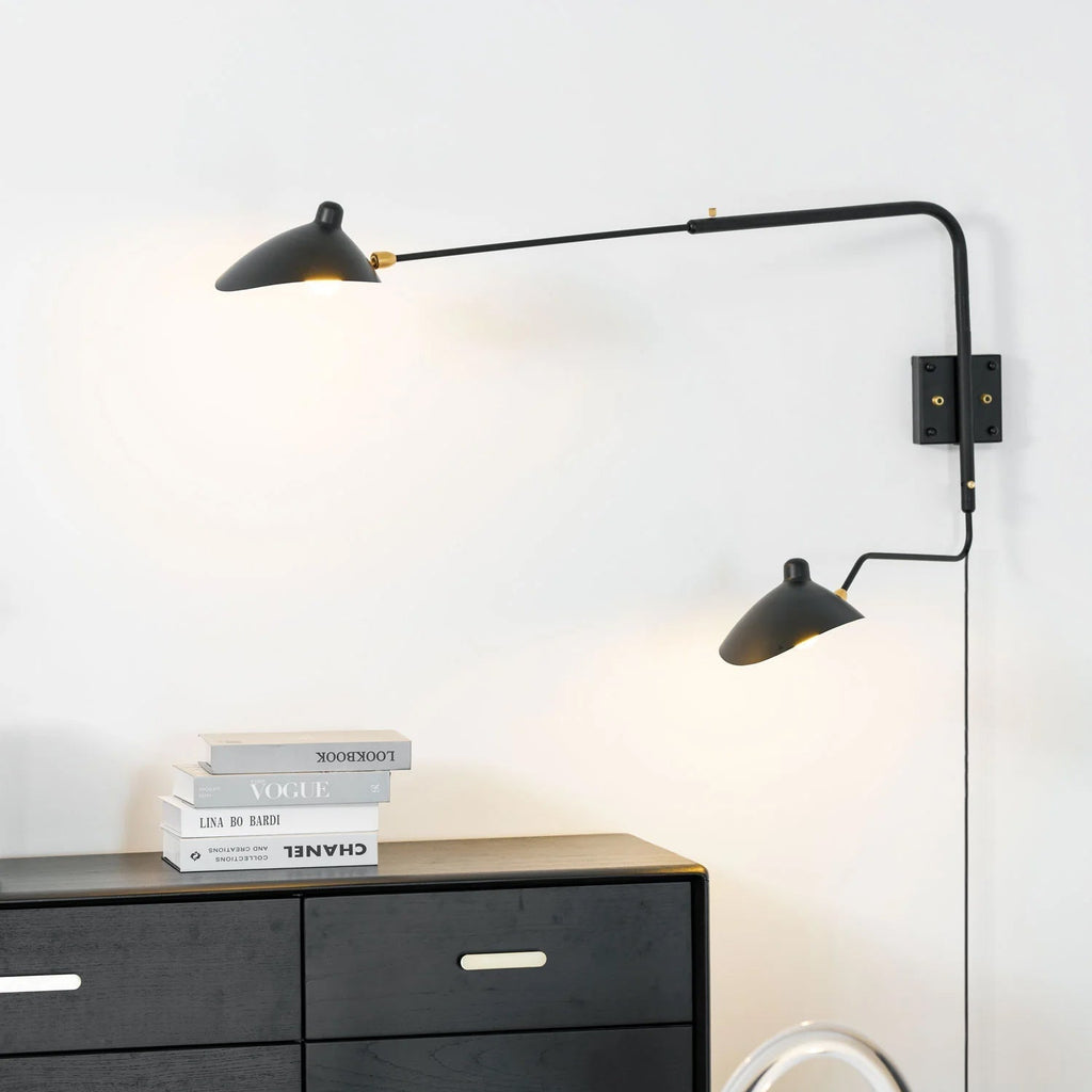 Adjustable Long Arm Metal Wall Sconce with Rotating Shade | Ventumra