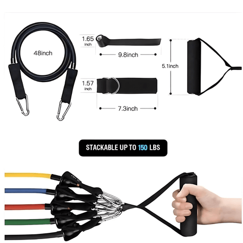 Juego de bandas de resistencia de 11 piezas para entrenamiento de cuerpo completo y ejercicios en cualquier lugar | Ventumra