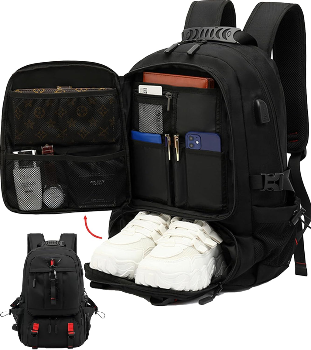 60-L-Reiserucksack mit USB-Anschluss und verborgenem Schuhfach | Ventumra