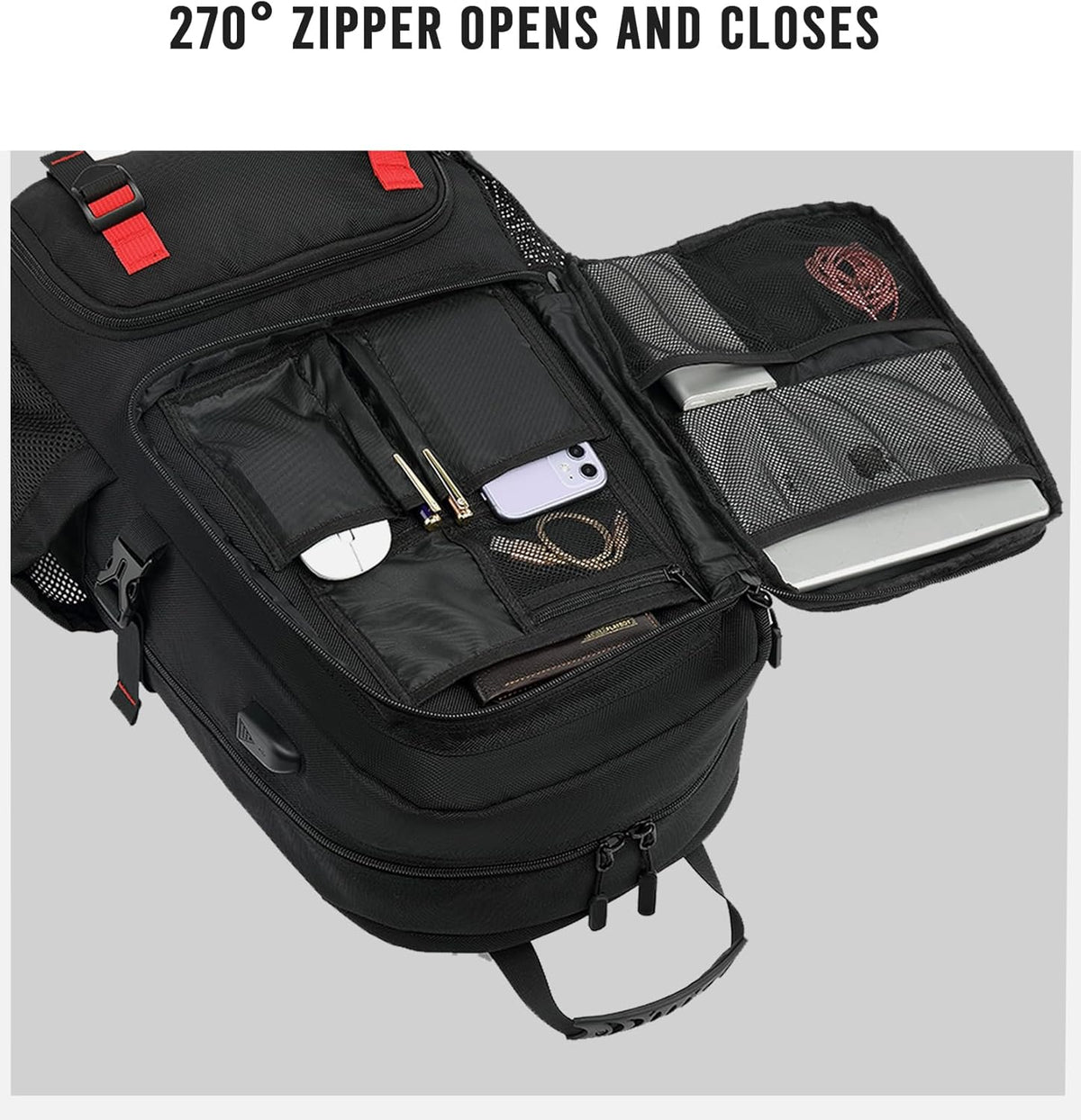 60-L-Reiserucksack mit USB-Anschluss und verborgenem Schuhfach | Ventumra