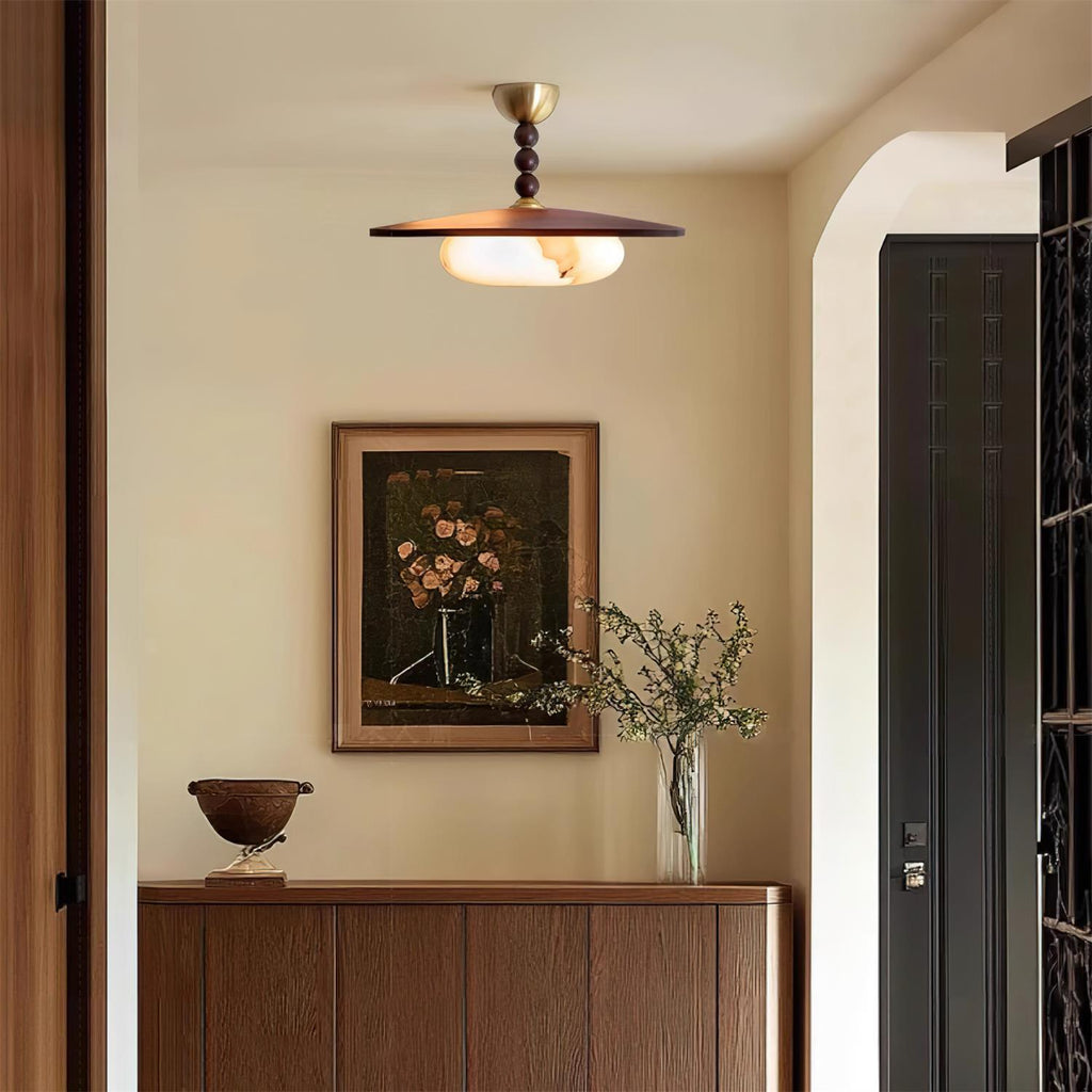 Muto Ceiling Light Walnut Color & White Imitation Alabaster | ventumra
