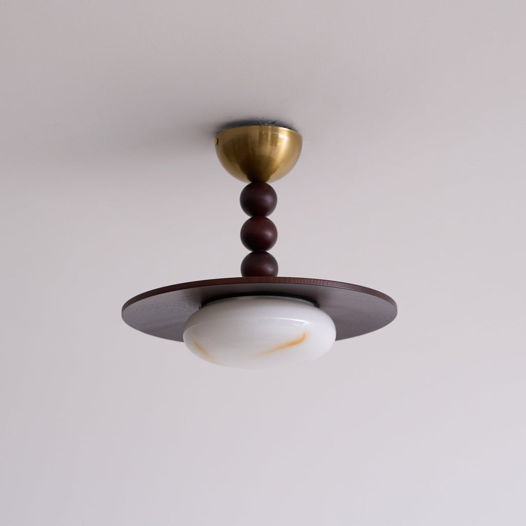 Muto Ceiling Light Walnut Color & White Imitation Alabaster | ventumra