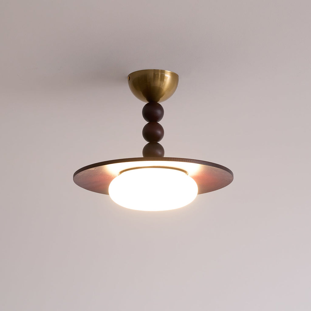Muto Ceiling Light Walnut Color & White Imitation Alabaster | ventumra