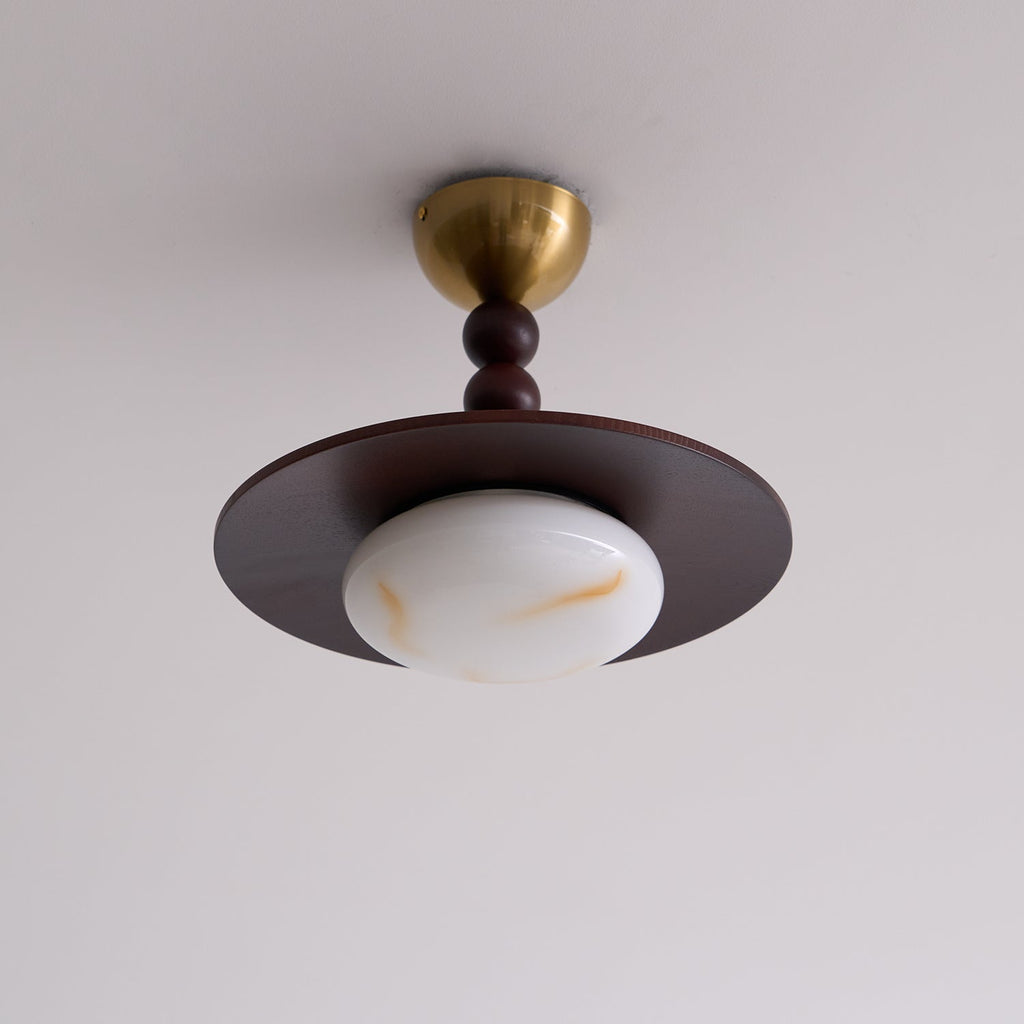 Muto Ceiling Light Walnut Color & White Imitation Alabaster | ventumra