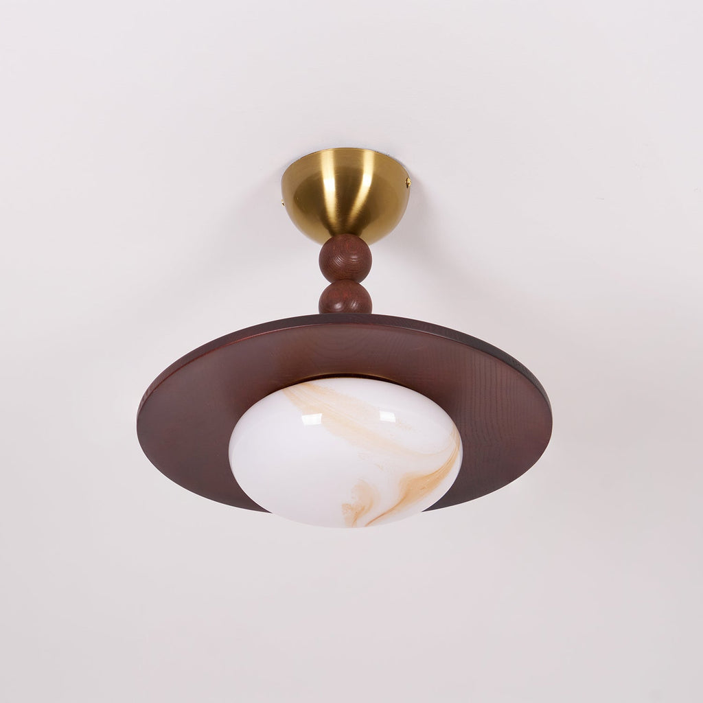 Muto Ceiling Light Walnut Color & White Imitation Alabaster | ventumra
