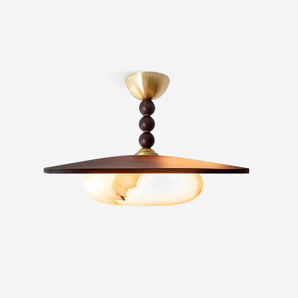 Muto Ceiling Light Walnut Color & White Imitation Alabaster - Neutralighting