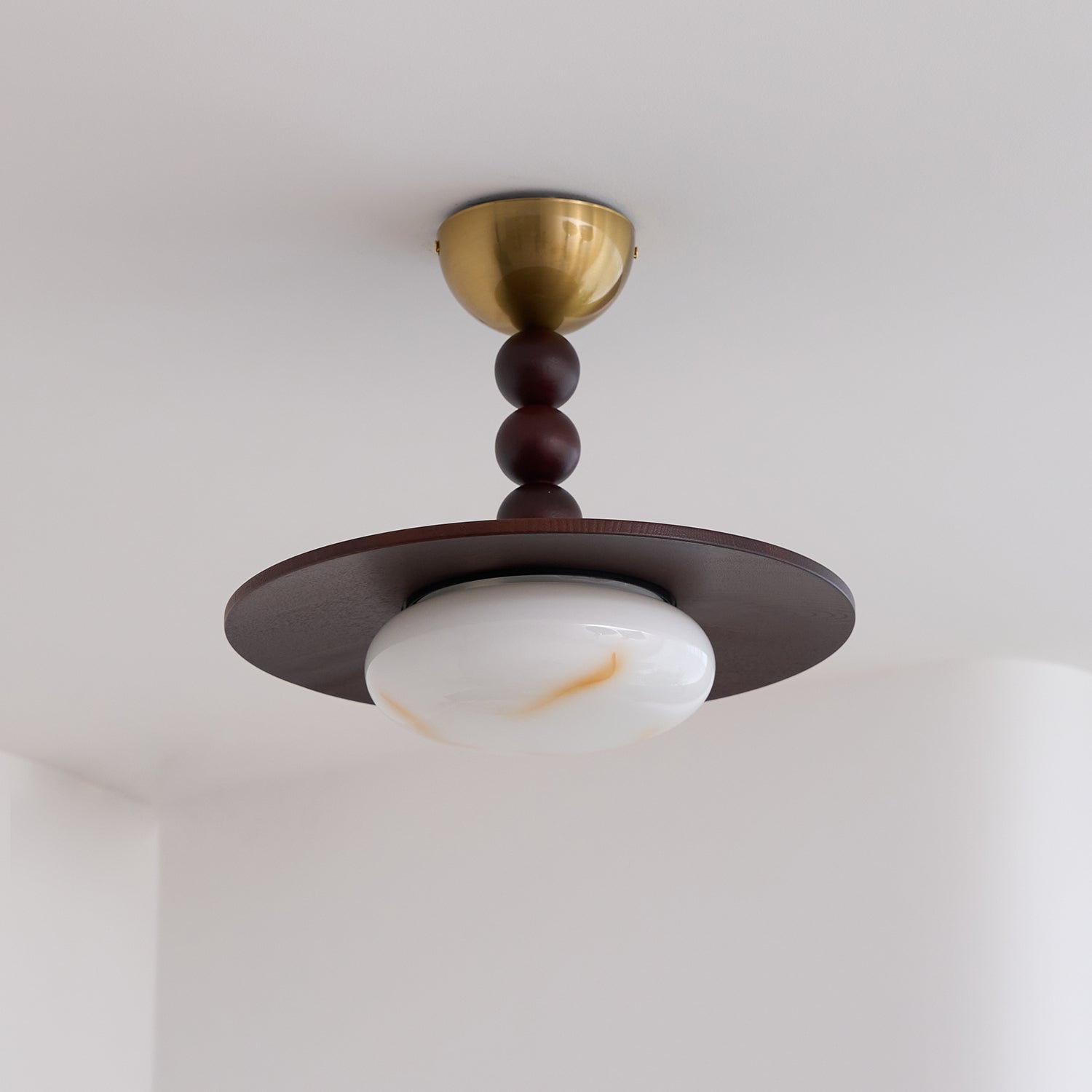 Muto Ceiling Light Walnut Color & White Imitation Alabaster | ventumra