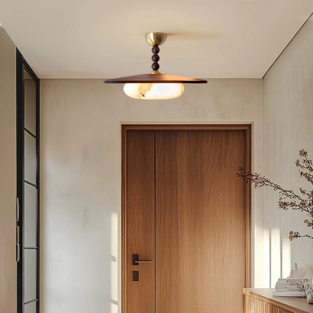 Muto Ceiling Light Walnut Color & White Imitation Alabaster | ventumra