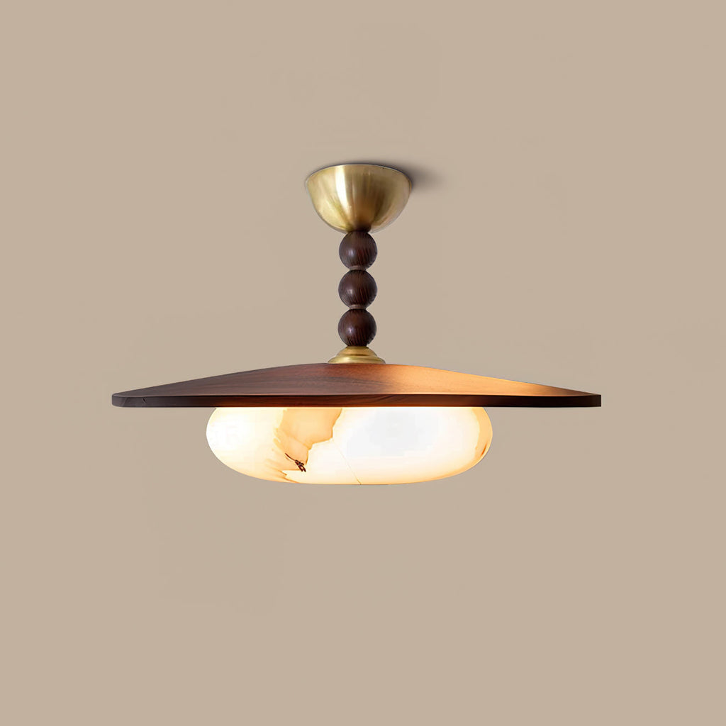 Muto Ceiling Light Walnut Color & White Imitation Alabaster | ventumra