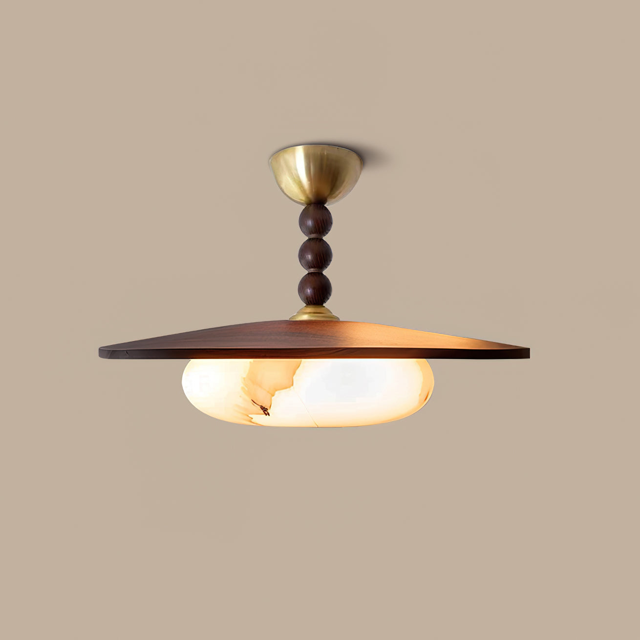 Muto Ceiling Light Walnut Color & White Imitation Alabaster | ventumra