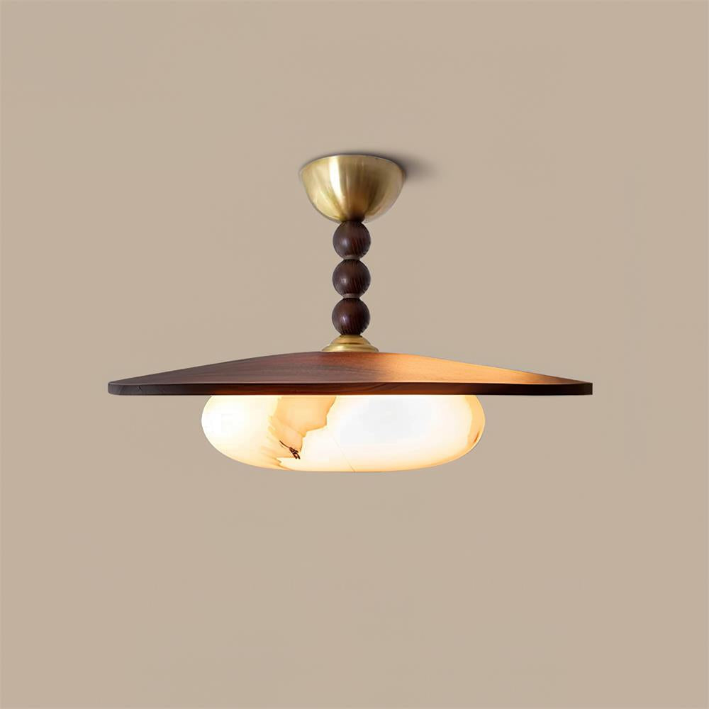 Muto Ceiling Light Walnut Color & White Imitation Alabaster - Neutralighting