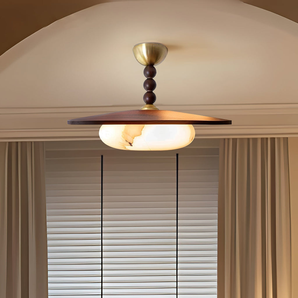 Muto Ceiling Light Walnut Color & White Imitation Alabaster | ventumra