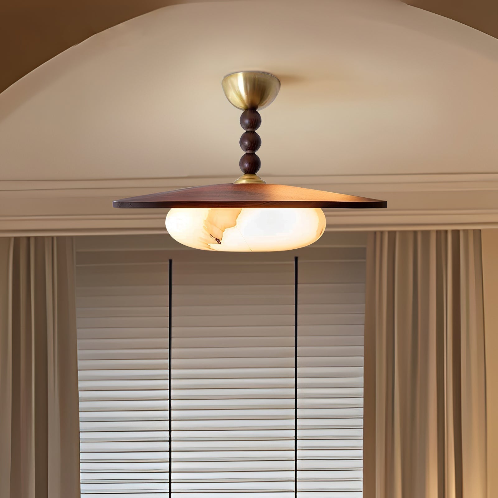 Muto Ceiling Light Walnut Color & White Imitation Alabaster | ventumra