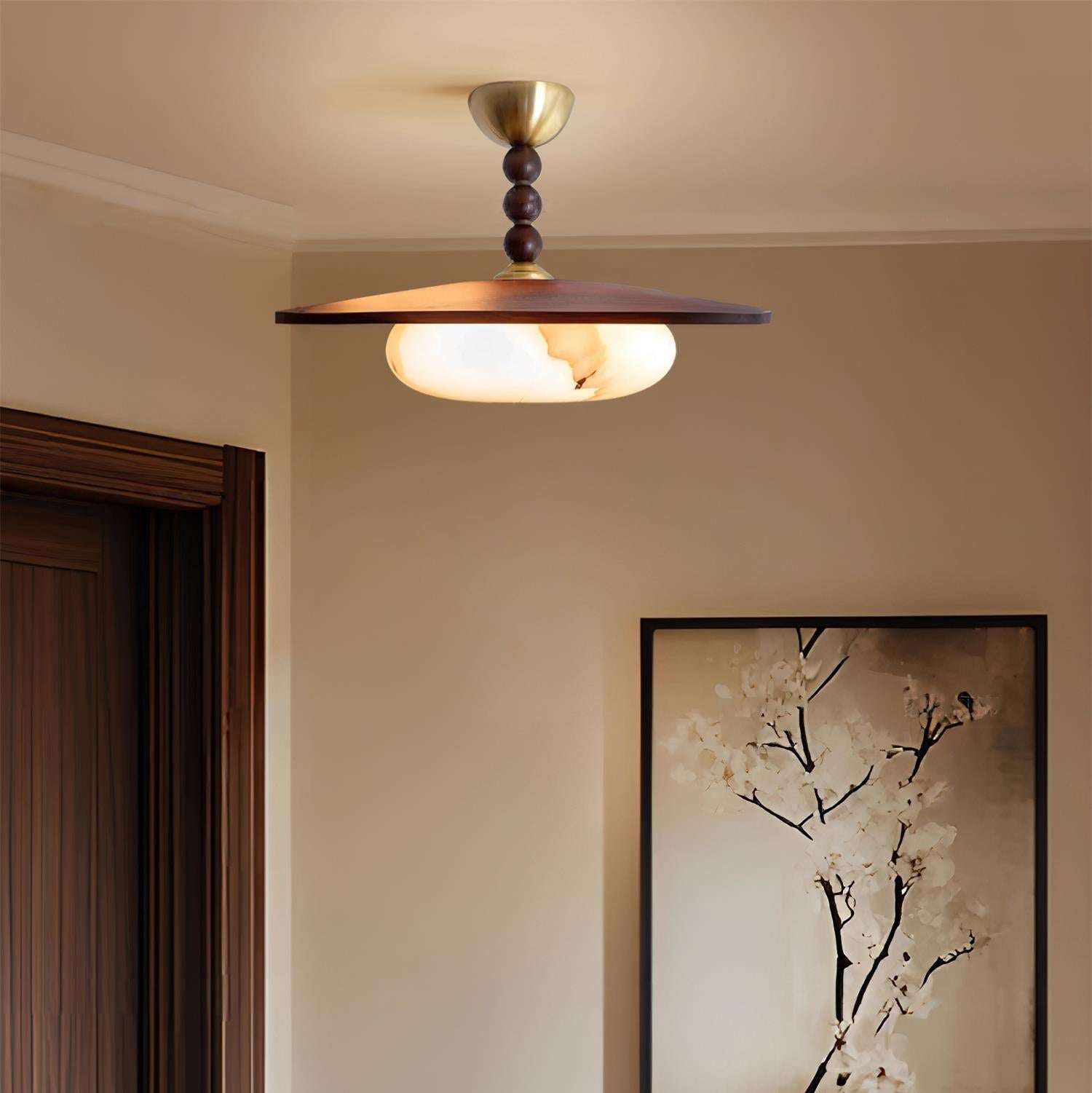Muto Ceiling Light Walnut Color & White Imitation Alabaster | ventumra