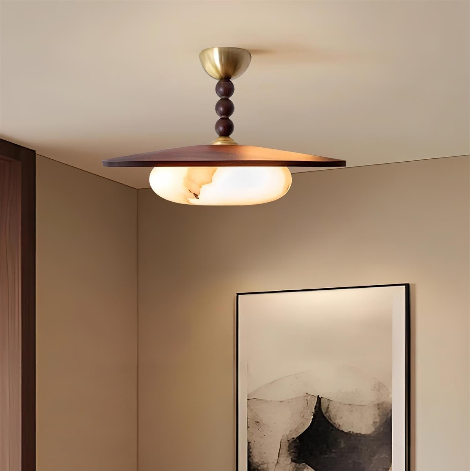 Muto Ceiling Light Walnut Color & White Imitation Alabaster | ventumra