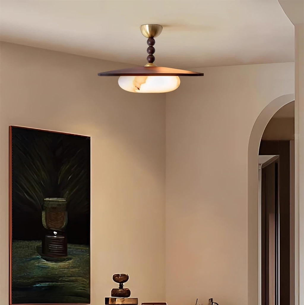 Muto Ceiling Light Walnut Color & White Imitation Alabaster | ventumra