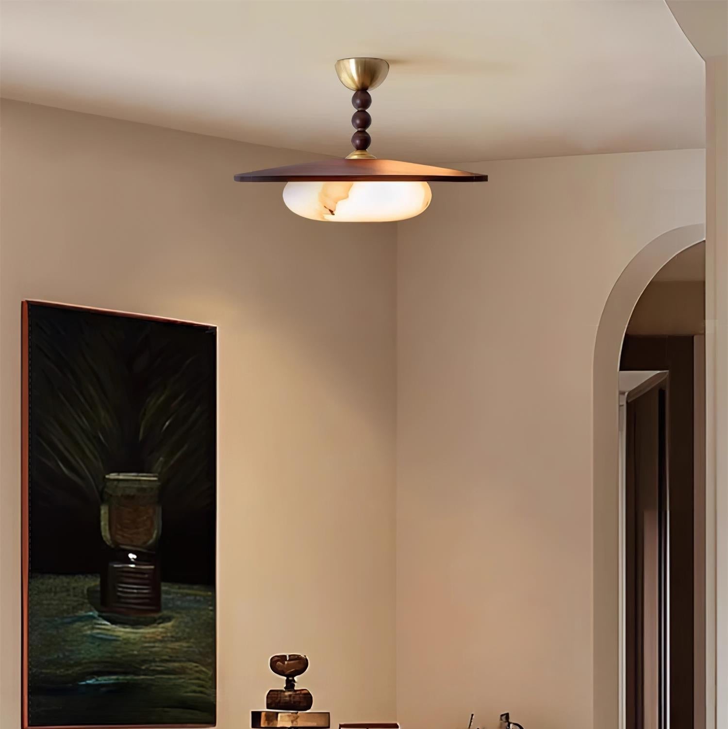 Muto Ceiling Light Walnut Color & White Imitation Alabaster | ventumra