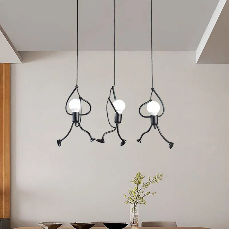 JoyGlimmer Doll Shaped Pendant Light Retro Style Decor