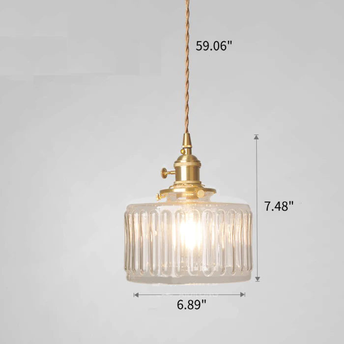 NovaCrest Vintage Crystal Glass Cylinder Pendant Lamp Adjustable