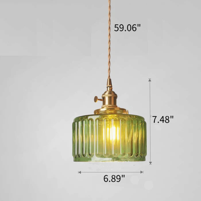 NovaCrest Vintage Crystal Glass Cylinder Pendant Lamp Adjustable
