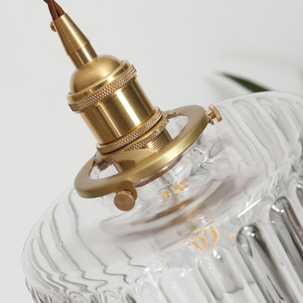 NovaCrest Vintage Crystal Glass Cylinder Pendant Lamp Adjustable