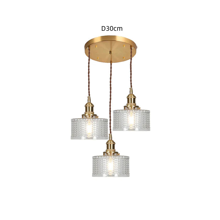 NovaCrest Vintage Crystal Glass Cylinder Pendant Lamp Adjustable