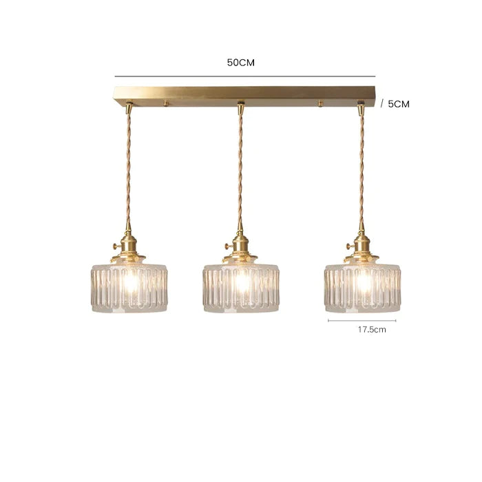 NovaCrest Vintage Crystal Glass Cylinder Pendant Lamp Adjustable