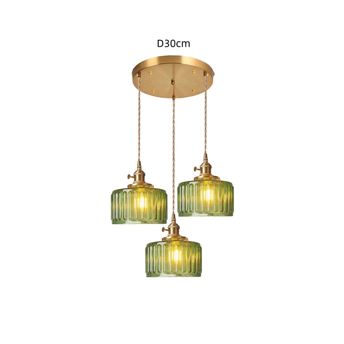 NovaCrest Vintage Crystal Glass Cylinder Pendant Lamp Adjustable