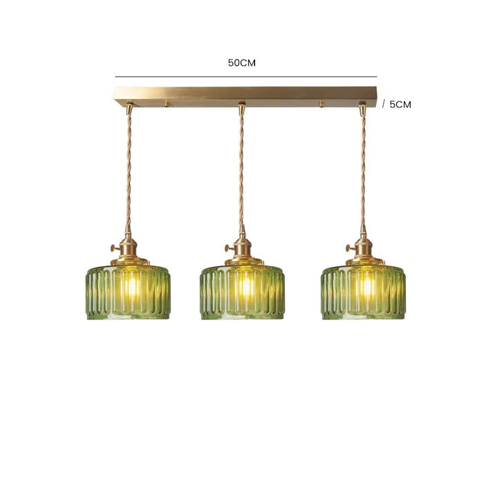 NovaCrest Vintage Crystal Glass Cylinder Pendant Lamp Adjustable