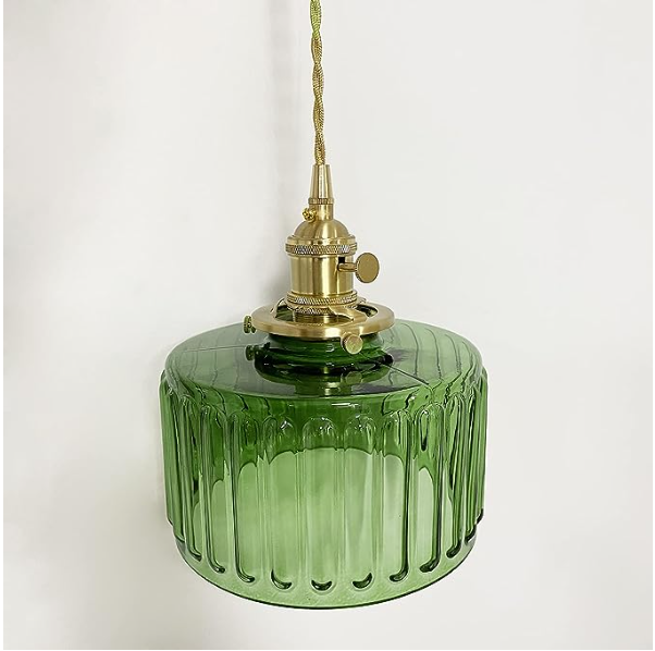 NovaCrest Vintage Crystal Glass Cylinder Pendant Lamp Adjustable