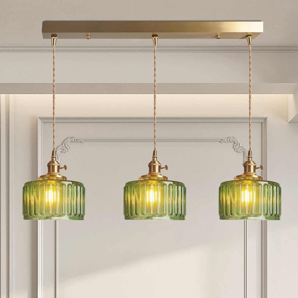 NovaCrest Vintage Crystal Glass Cylinder Pendant Lamp Adjustable