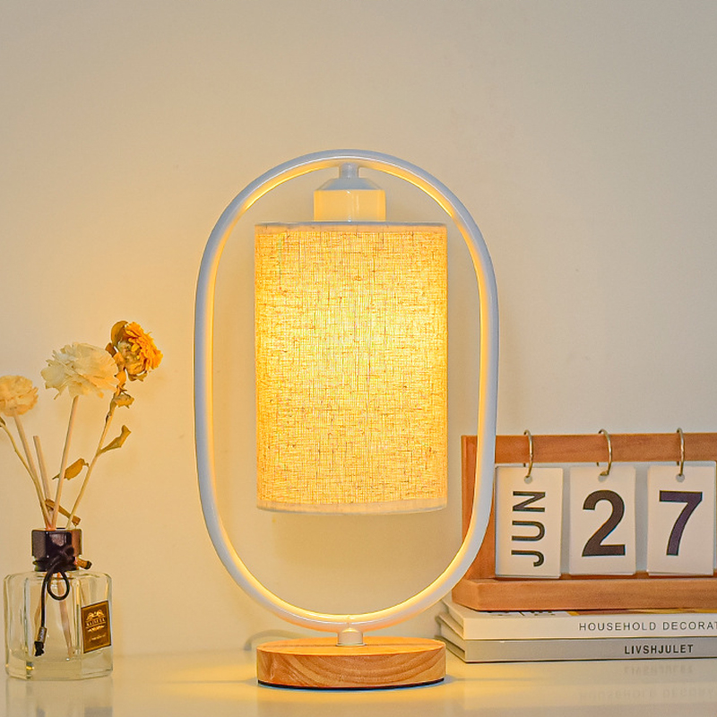 Heritage Oak LED Table Lamp with Vintage Finish and Shade