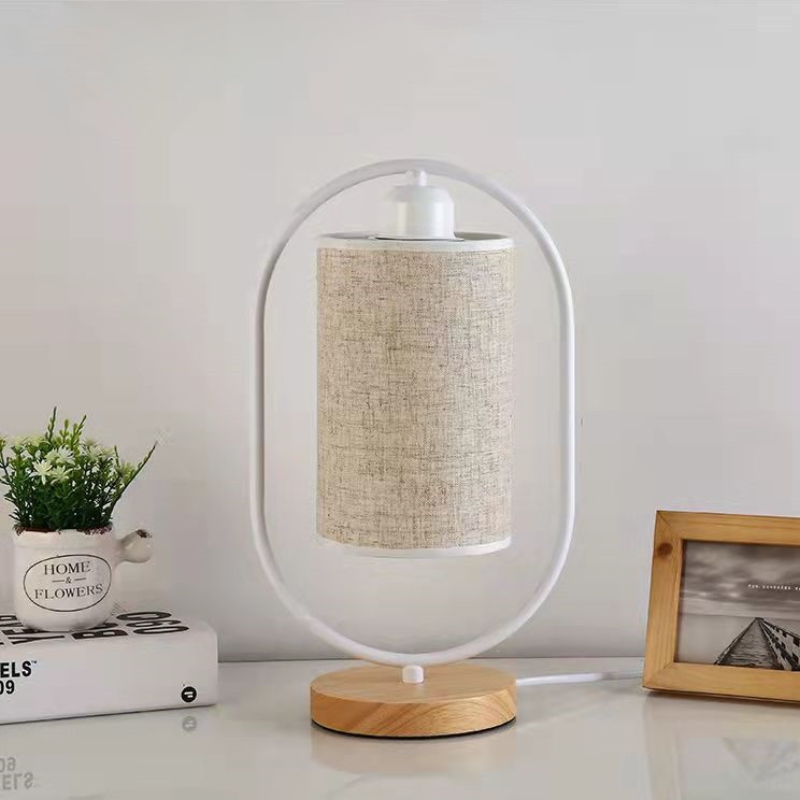 Heritage Oak LED Table Lamp with Vintage Finish and Shade