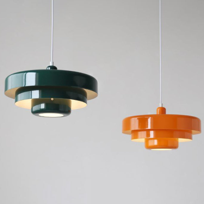 Ardena Nordic Layered Pendant Light in Green and Orange
