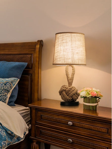 Jute Twine Desk Lamp Vintage Rope Table Light Home Office