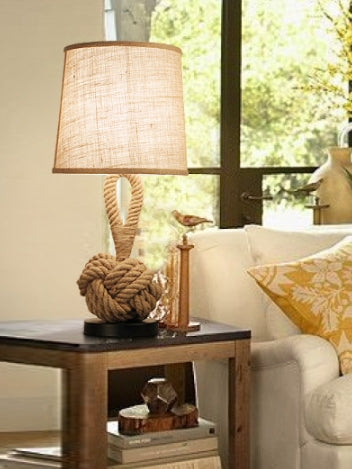 Jute Twine Desk Lamp Vintage Rope Table Light Home Office