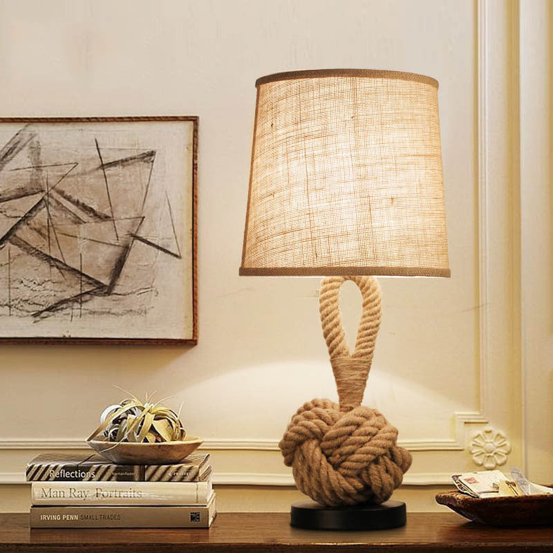 Jute Twine Desk Lamp Vintage Rope Table Light Home Office