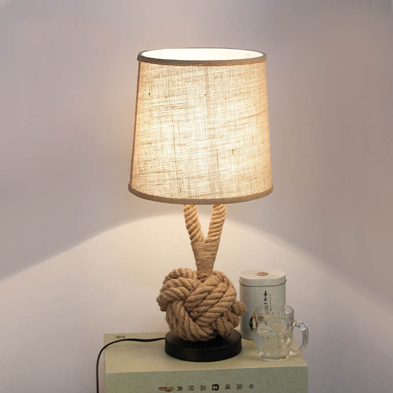 Jute Twine Desk Lamp Vintage Rope Table Light Home Office