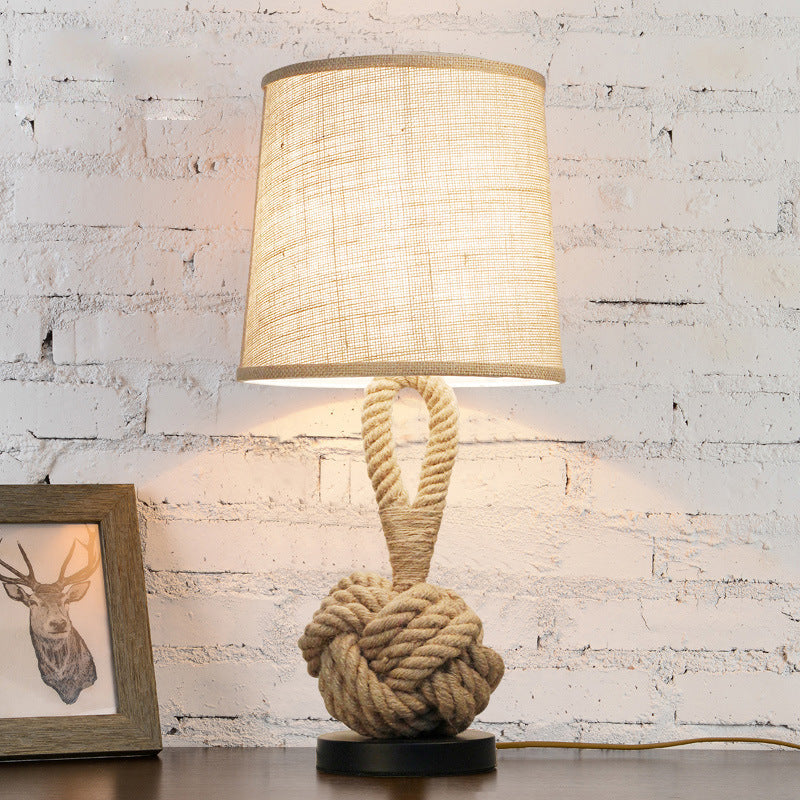 Jute Twine Desk Lamp Vintage Rope Table Light Home Office
