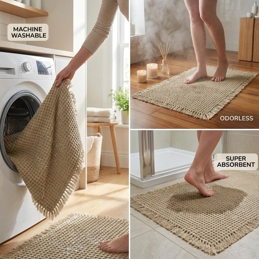 NexaStep Quick-Dry Bath Mat — Ultra-Absorbent Waffle Surface
