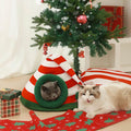 HolidayHaven weiches Weihnachtsbett für Katzen – geschwungene Silhouette, zugluftgeschützte Ränder