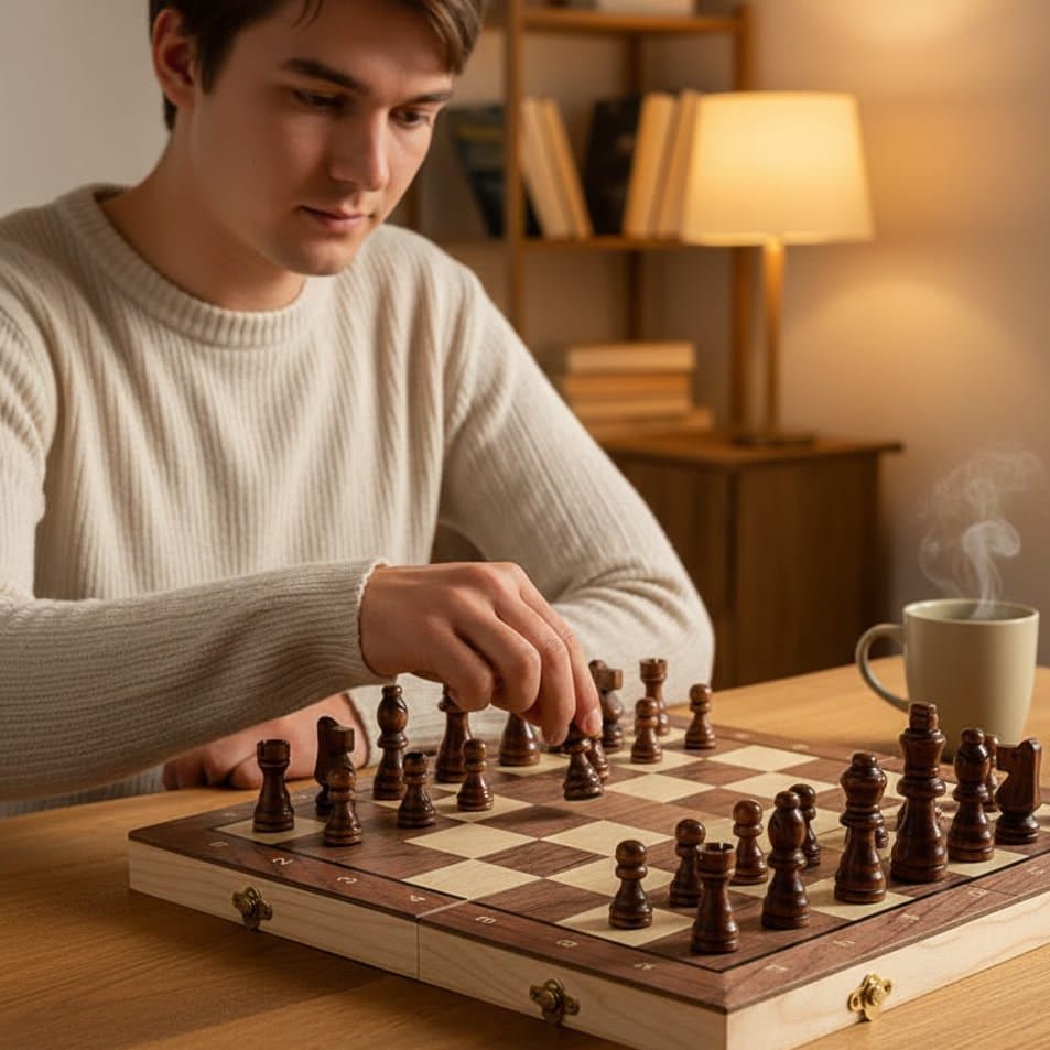 Voyager Chess kannettava magneettinen puinen shakkilauta — kokoontaitettava matkavarustus