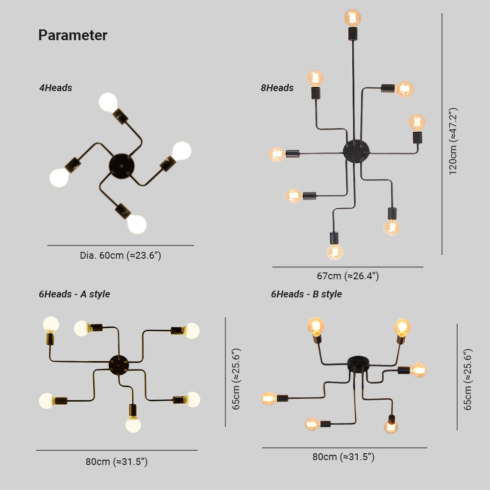 Arisha Vintage Modern Minimalist Industrial Metal Black Ceiling Lamp | ventumra